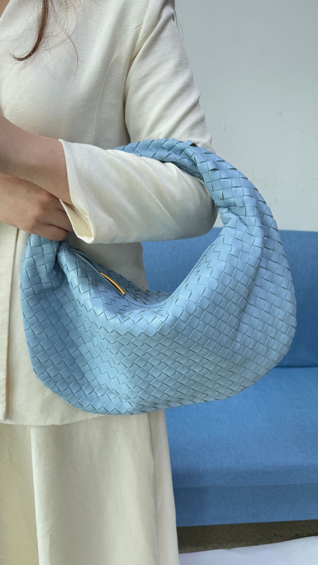 Women's Denim Woven Fashion Portable Horn Bags