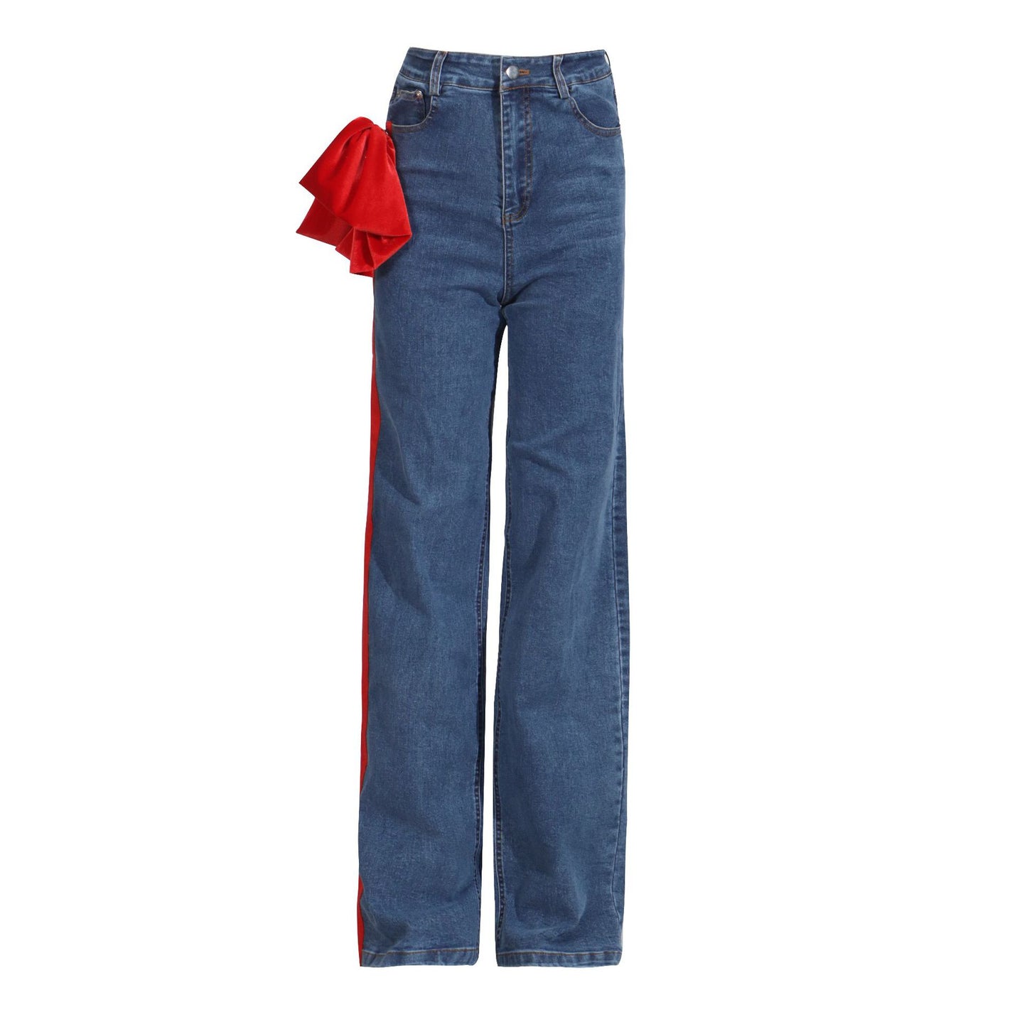 Women's Spring Trendy Color Contrast Patchwork Design Sense High Jeans