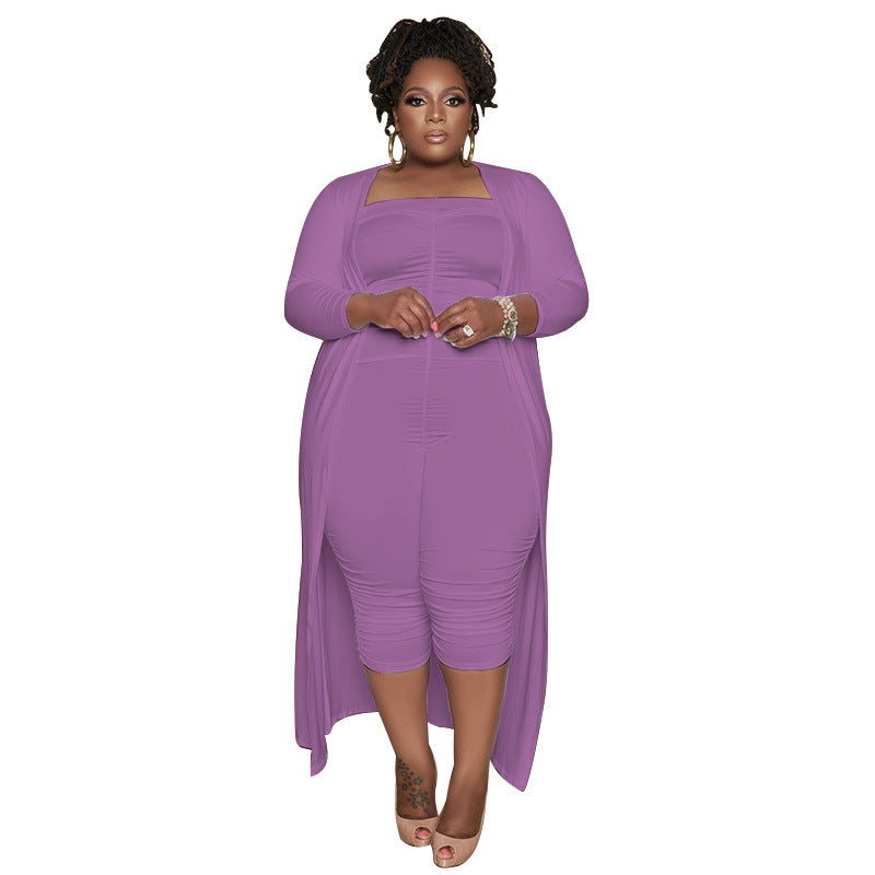 Women's Spring Fat Fashion Two-piece Hip Tight Suits