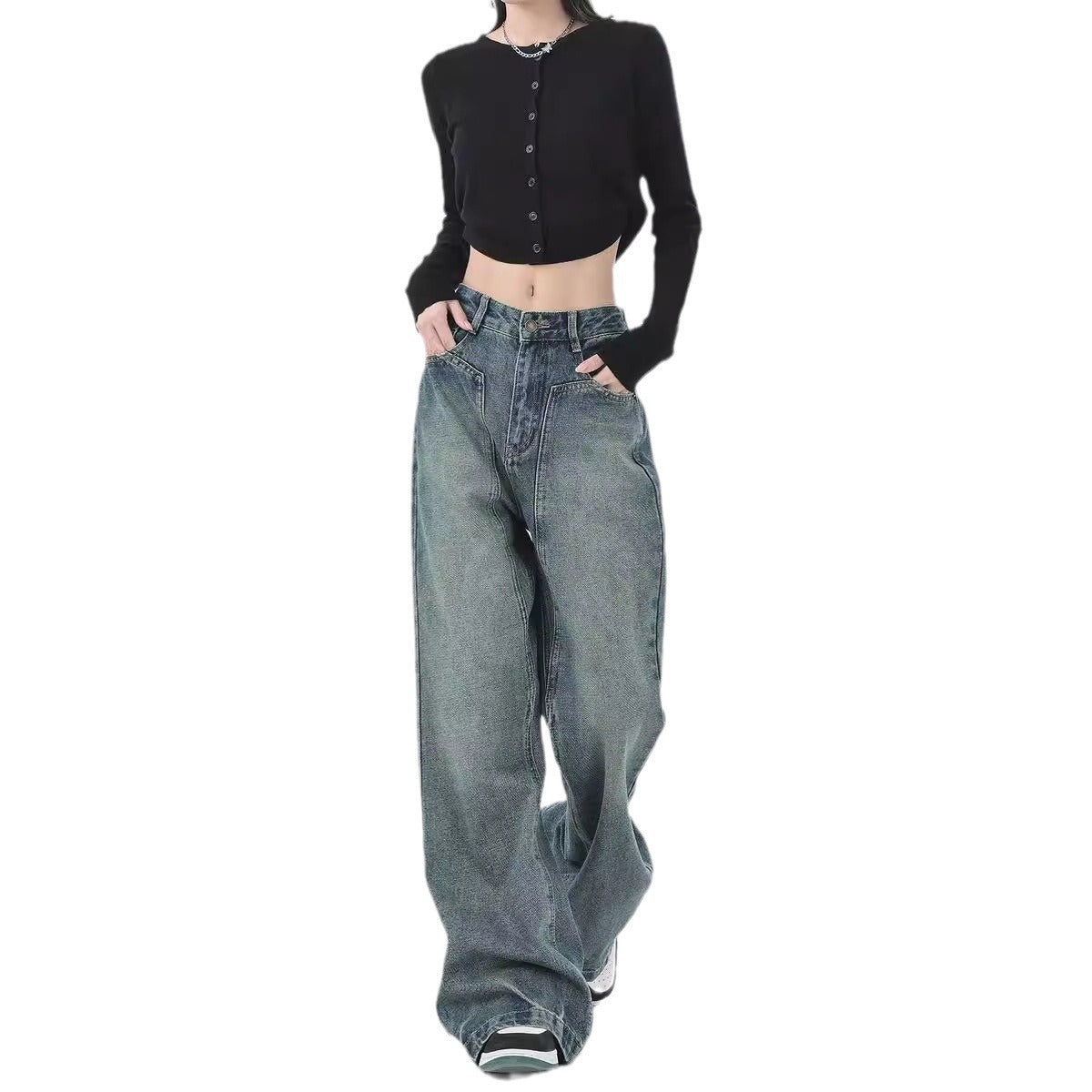 Gradient Slightly Spicy American Retro Design Jeans