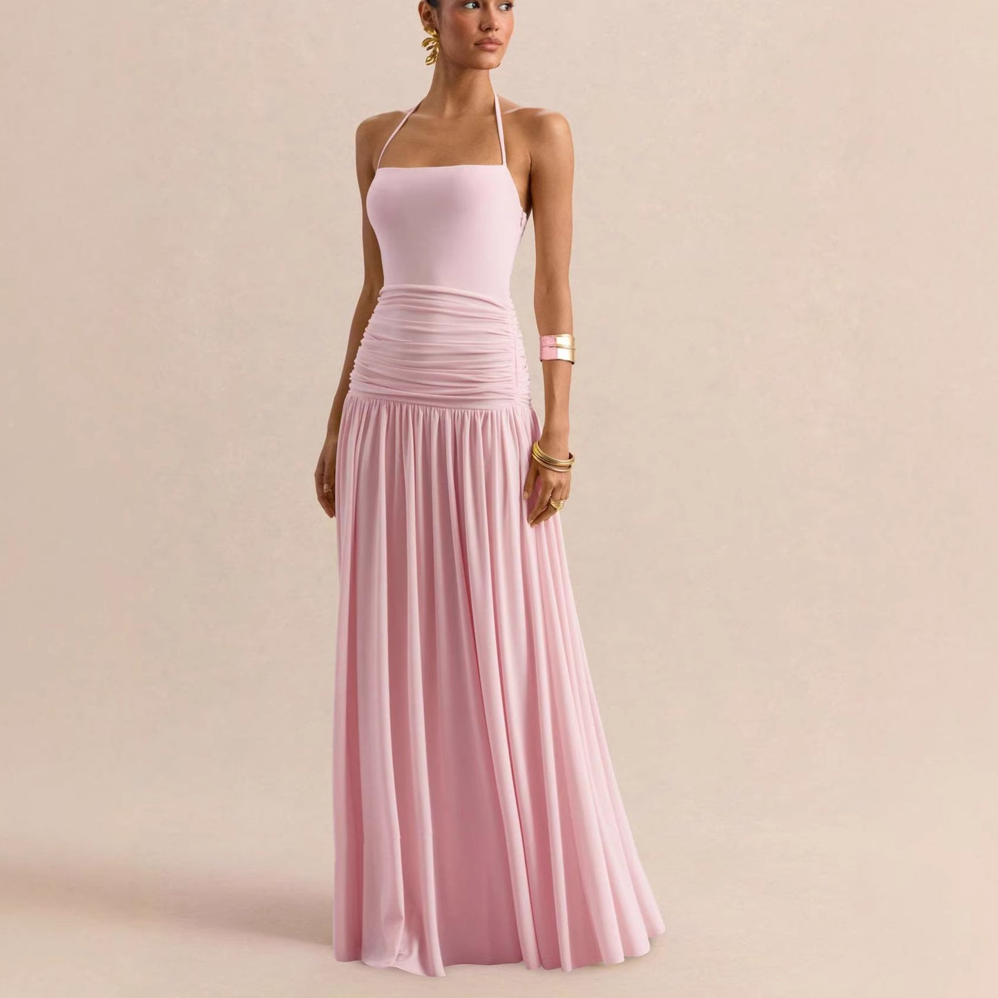 Women's Temperament Pure Color Tube Halter Backless Tops