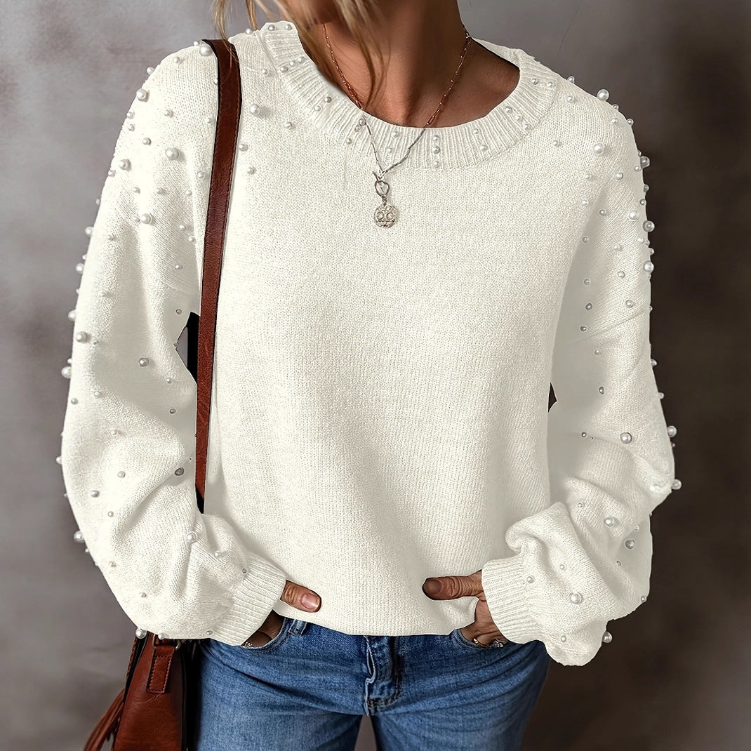 Fashion Bead Round Neck Female Personality Sweaters