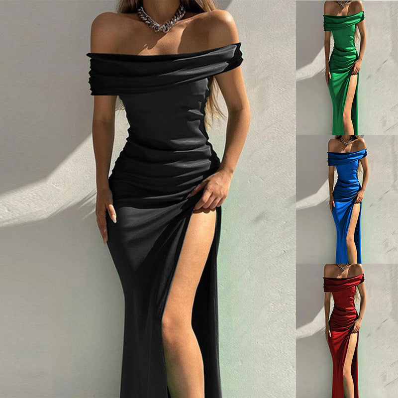 Women's Tight Solid Color Sleeveless Mid-length Sexy Dress