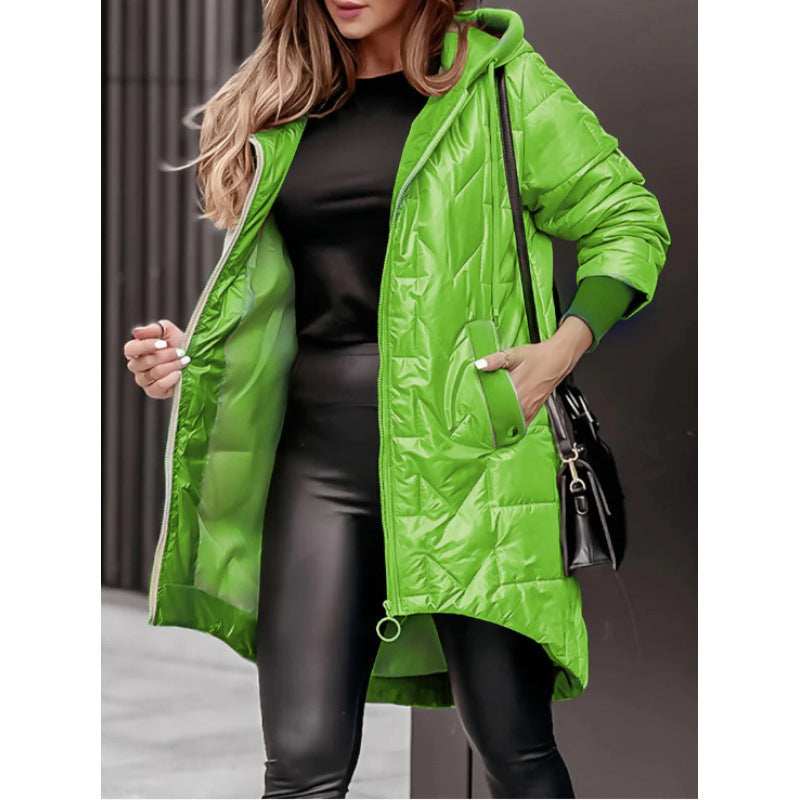 Loose Long Sleeves Solid Color Zipper Coats