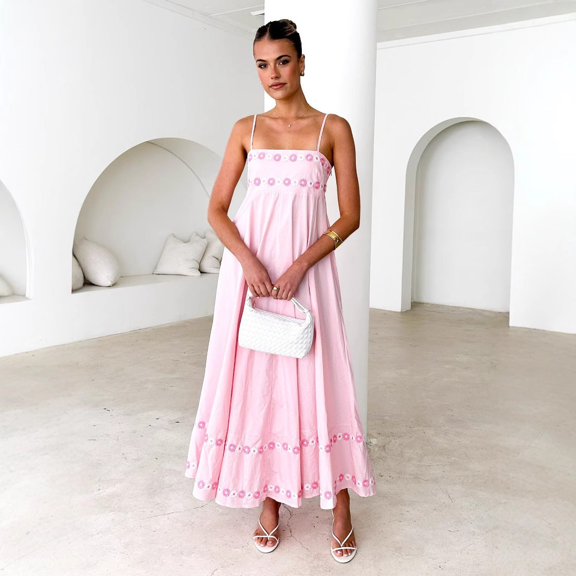 Women's Beautiful Suspender Dress Printed Long Dresses