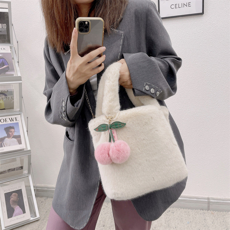 Women's Simple Plush One Fresh Korean Style Handbags