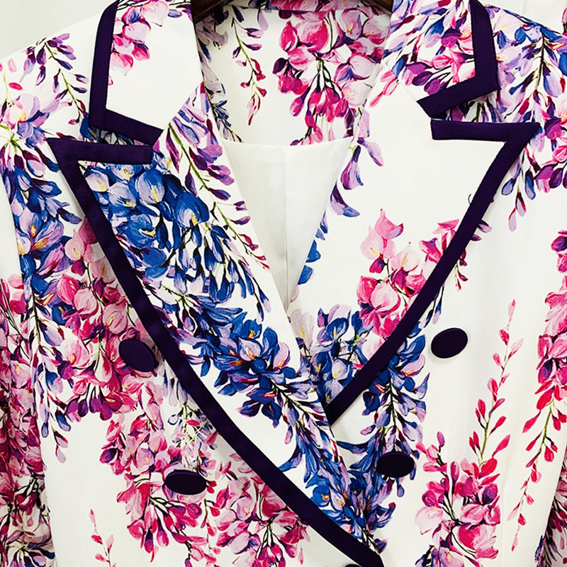 Digital Printing Mid-length Skinny Trousers Two-piece Fashion Casual Suit