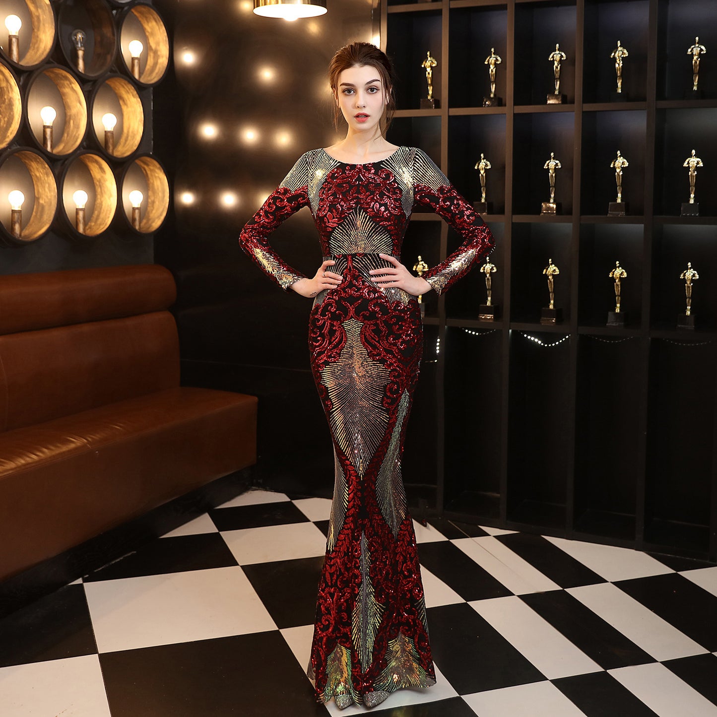 Women's Dress Banquet Temperament Fashion Stitching Mop Dresses