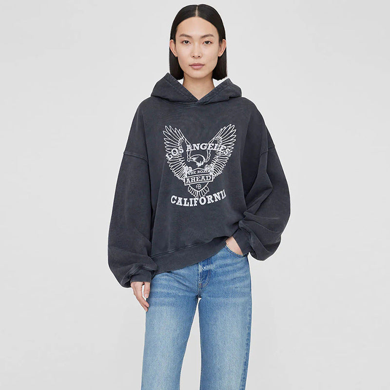 Women's Old Eagle Fried Color Washed Water Sweaters
