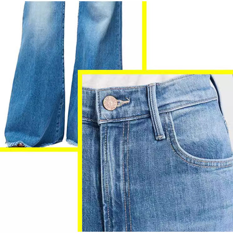 Retro Wide Leg Straight Washed Denim Pants