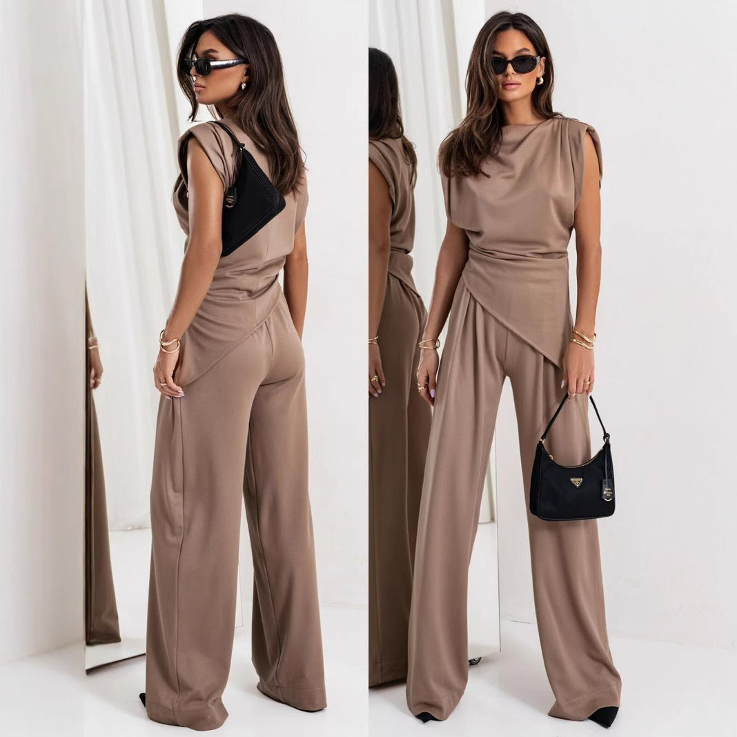 Women's Solid Color Irregular Wide Leg Sleeve Suits
