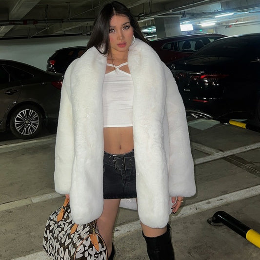 Thick Warm White Fur Scarf Collar Plush Imitation Coats