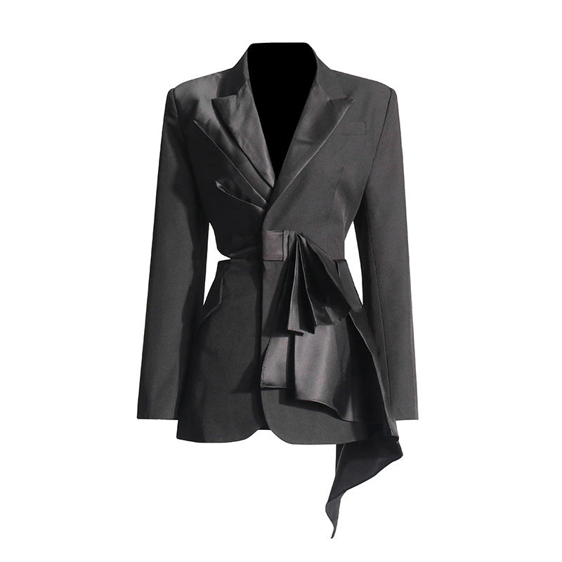 Women's Graceful Bow Autumn Show Waist Design Jackets
