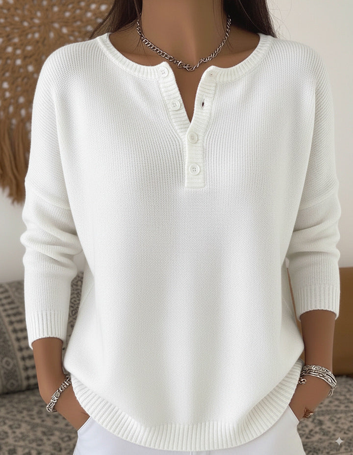 Women's Woolen Button Solid Color Christmas Casual Sweaters