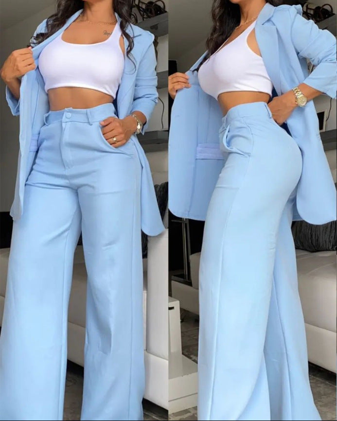 Women's Elegant Pure Color Split Sleeve Lapel Suits
