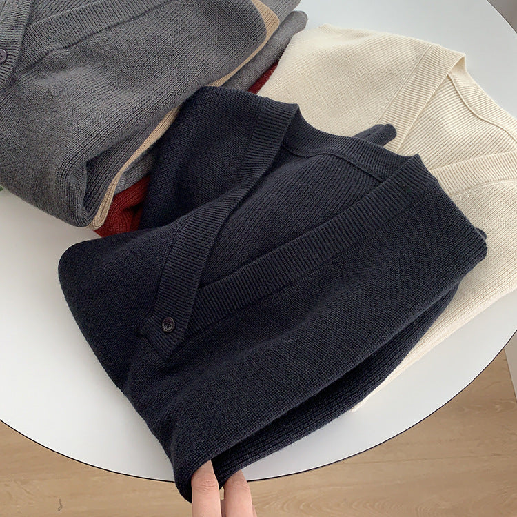 Women's Style Casual Knitted Outer Wear Fashionable Design Sense Vests