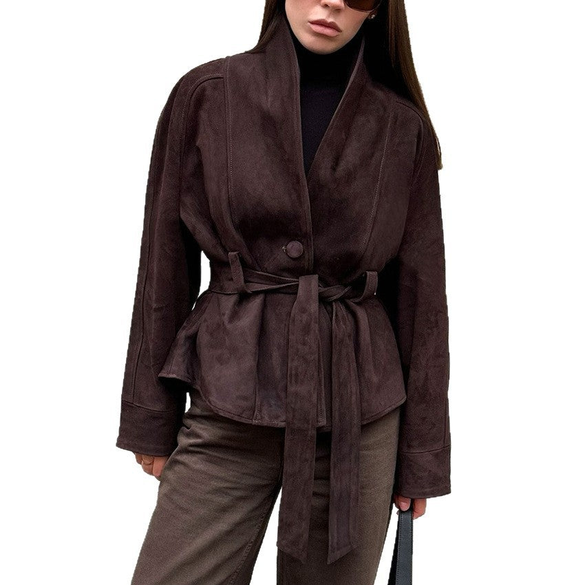 Women's Suede Long-sleeved Brushed Veet Design Sense Jackets