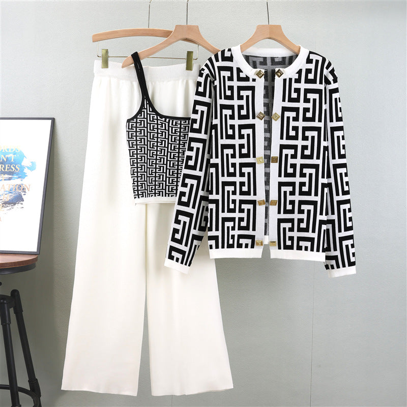 Women's Autumn Fashionable Knitted Sling Loose Fashion Suits
