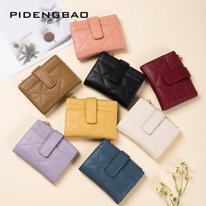 Women's Korean Style Embroidery Yarn Classic Zipper Ladies Wallets