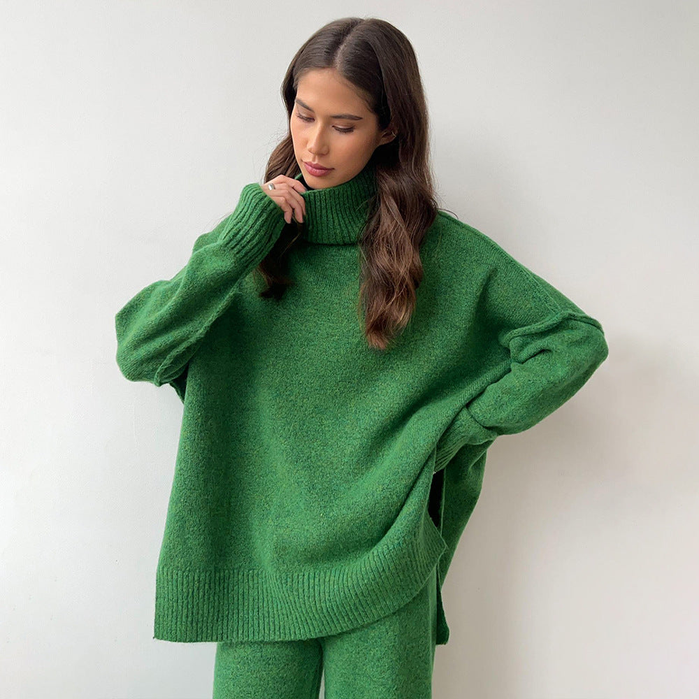 Women's Turtleneck Loose Casual Thickening Knitted Trousers Sweaters
