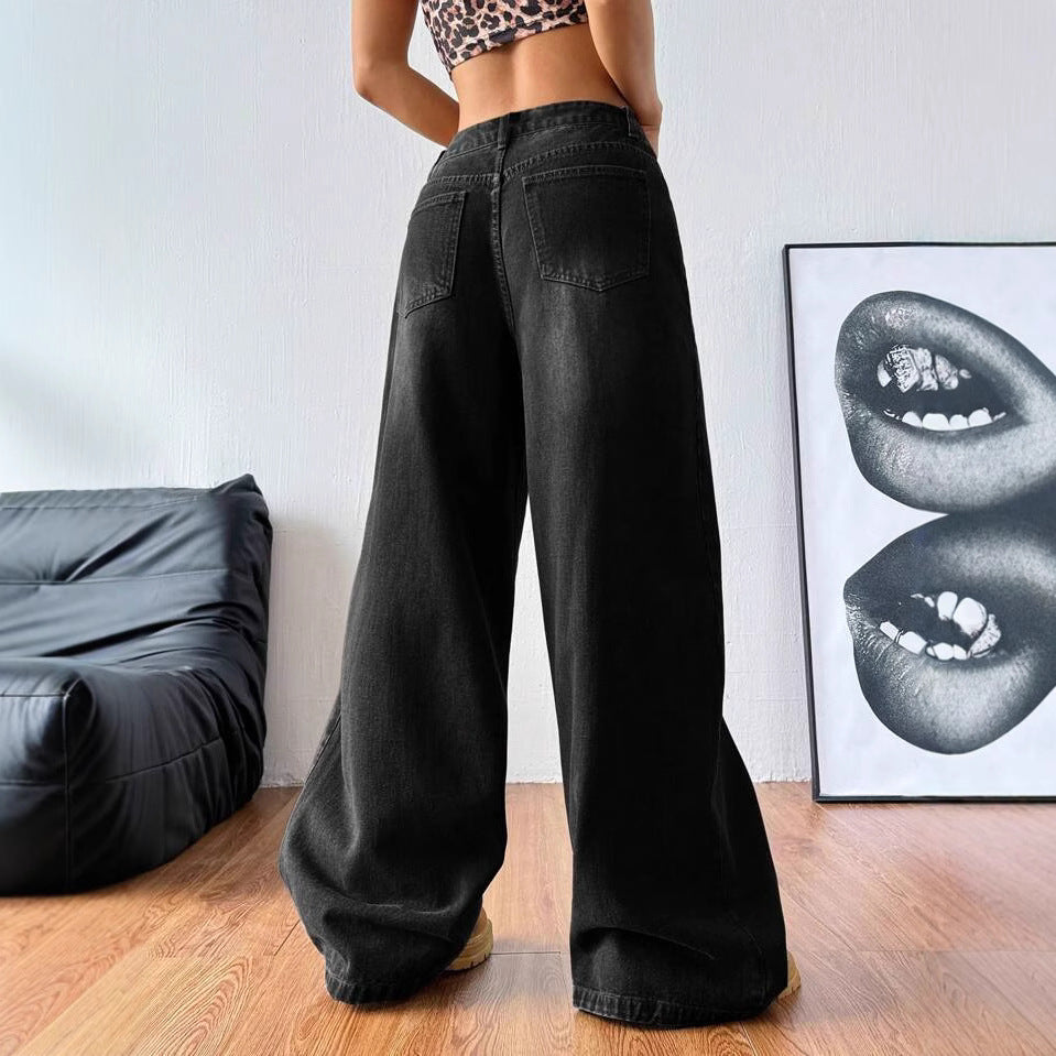 Women's Loose Wide Leg Straight Denim Casual Jeans