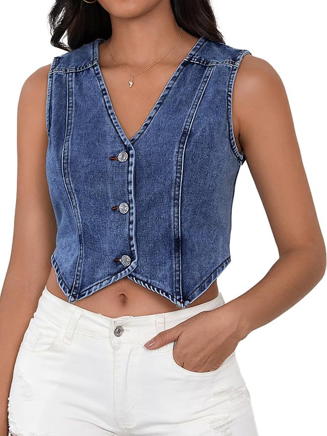 Versatile Classic Women's Washed Slim Denim Women's Vest