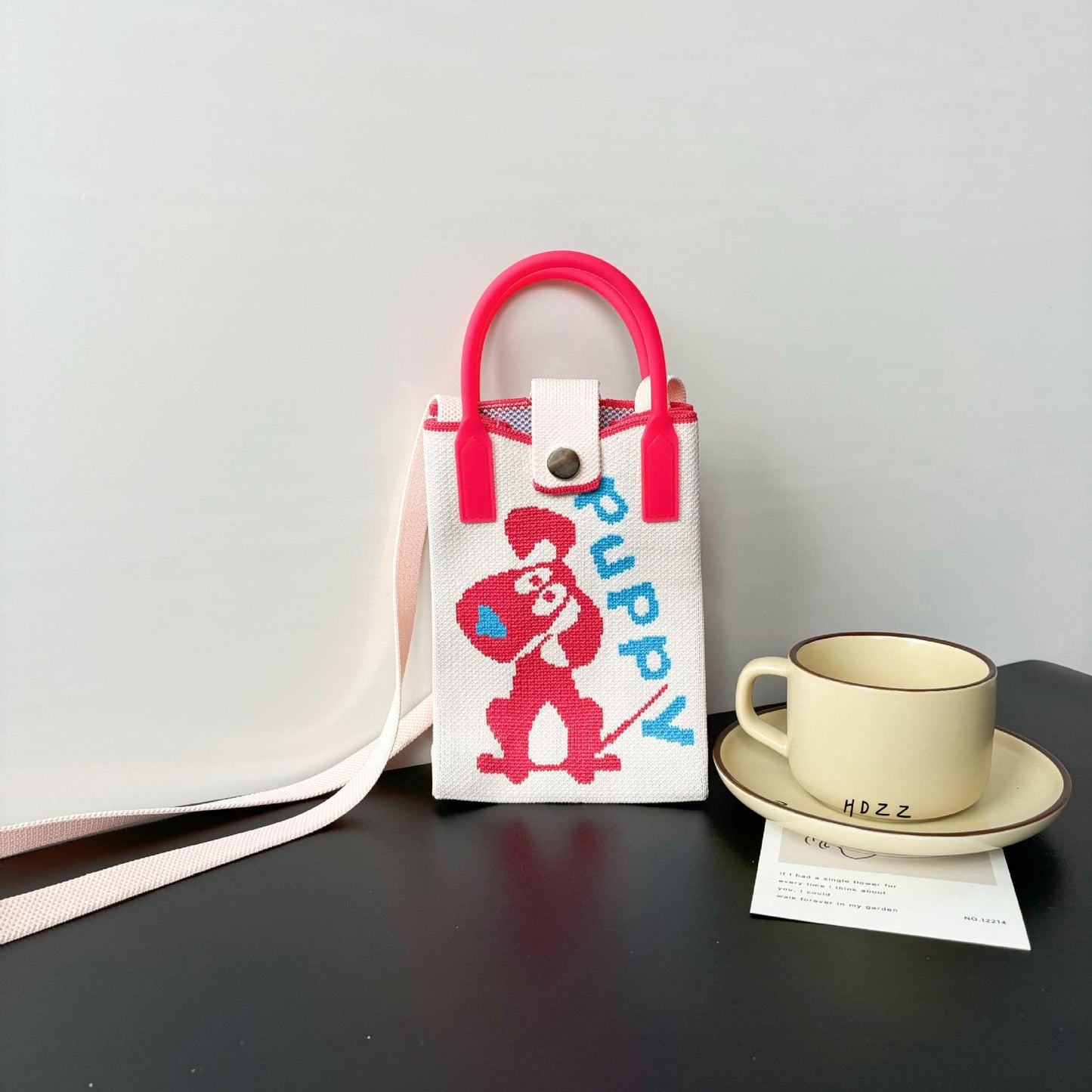 High Sense Mobile Cartoon Knitted Dopamine Bags