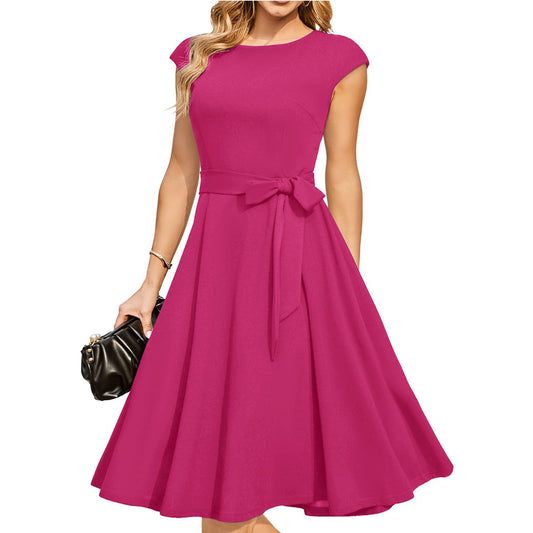 Summer Round Neck Sleeveless Waist Party Dress