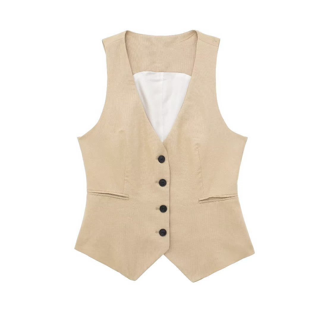 Women's Autumn Casual Fashion Sleeveless Single-breasted For Women's Vest