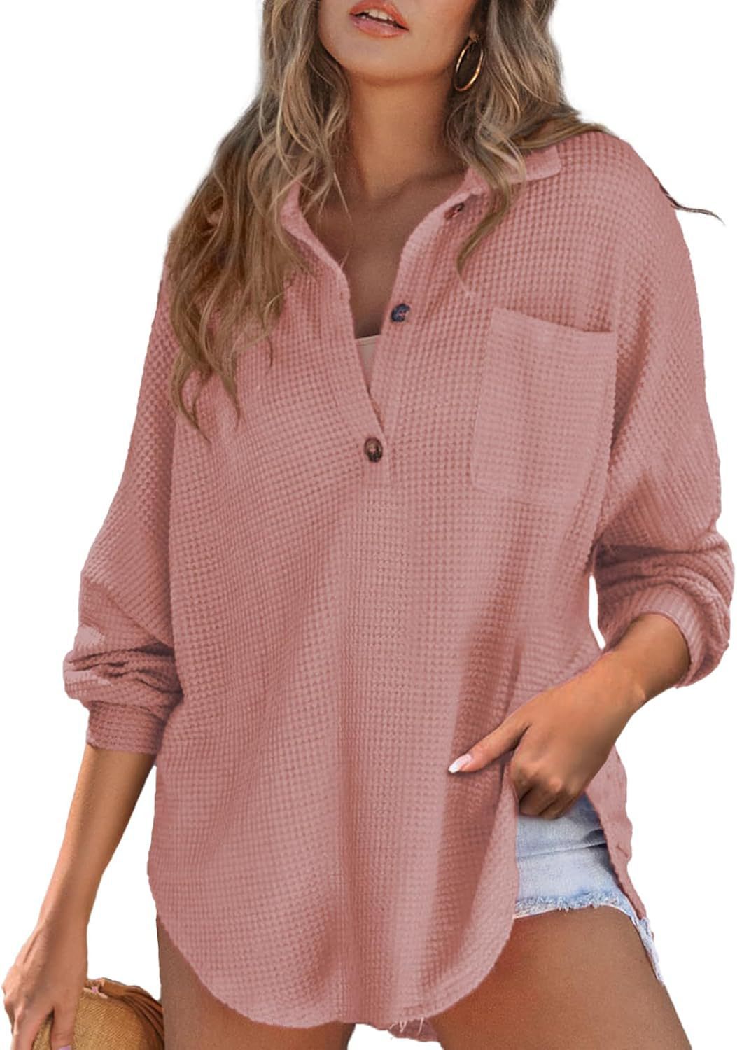 Glamorous Casual Women's Waffle Knitted Loose Women's Sweater, Sweater