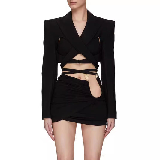 Women's Desire Hot Hollow Backless Waist High-grade Modern Blazers