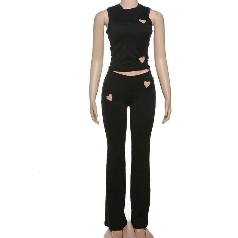 Women's Fashion Hollowed Heart Shape Solid Color Suits