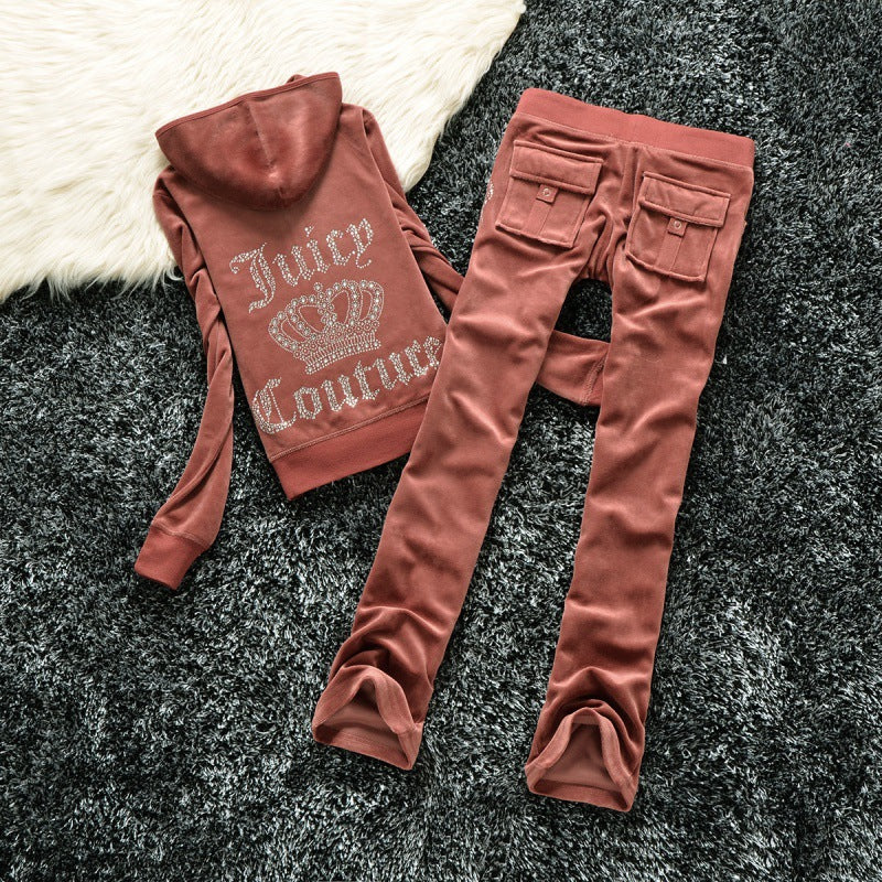 Women's Silk Veet Crown Hot Drilling Lettered Coats
