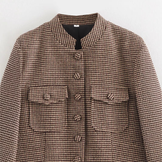 Spring Stand Collar Flip Pocket Casual Blazers