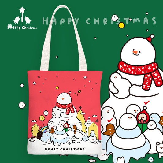 Little Christmas Fresh Canvas Female Simple Shoulder Bags