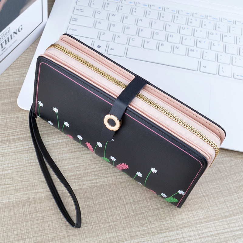 Women's Long Zipper Hasp Clutch Fashion Printing Ladies Wallets