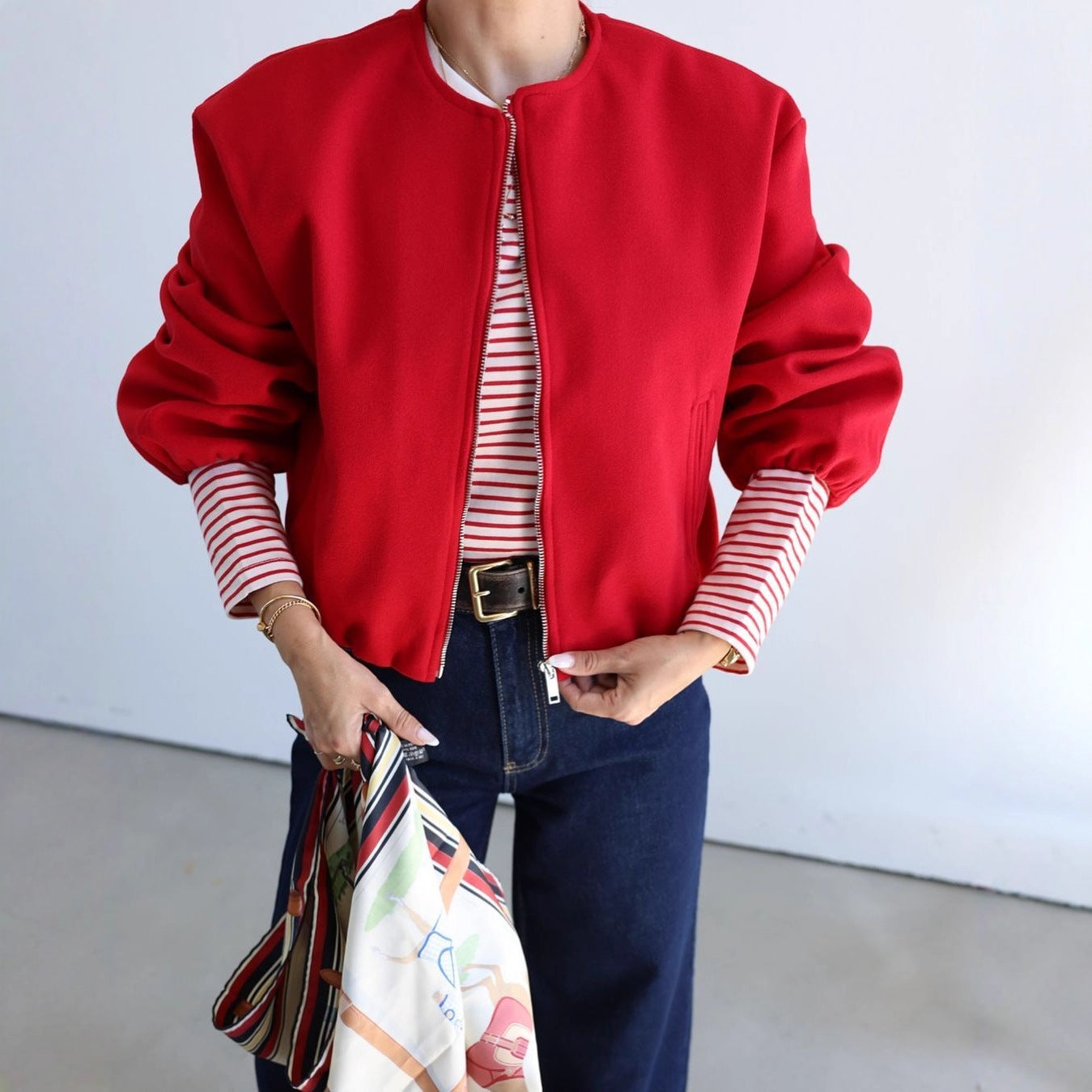 Women's Beautiful Fashion Round Neck Baseball Jackets