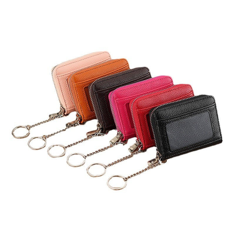 Women's Trendy Durable Zipper Credit Expanding Card Holder