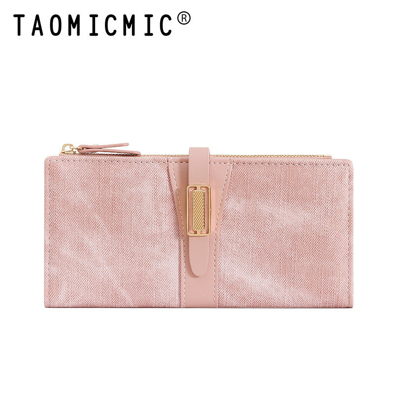 Long Two-fold Zipper Leather Change Design Ladies Wallets