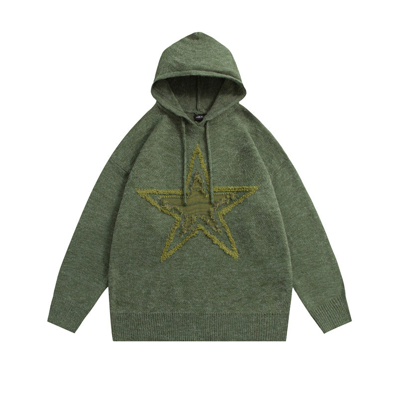 Women's & Men's & Hoodie Knitted Five-pointed Star Jacquard Sweaters
