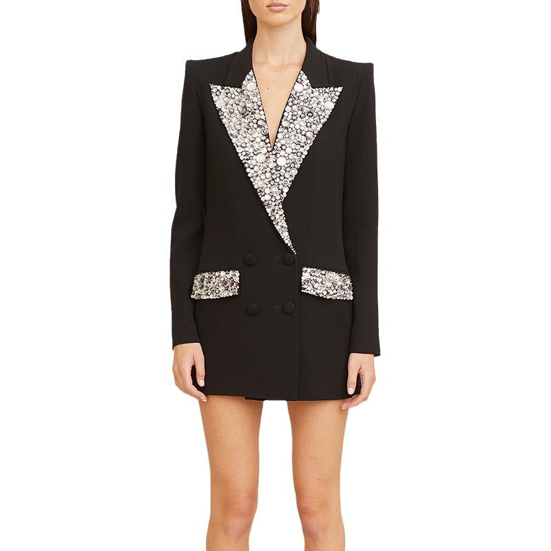 Handmade Gorgeous Beads Rhinestones Slim Fit Blazers