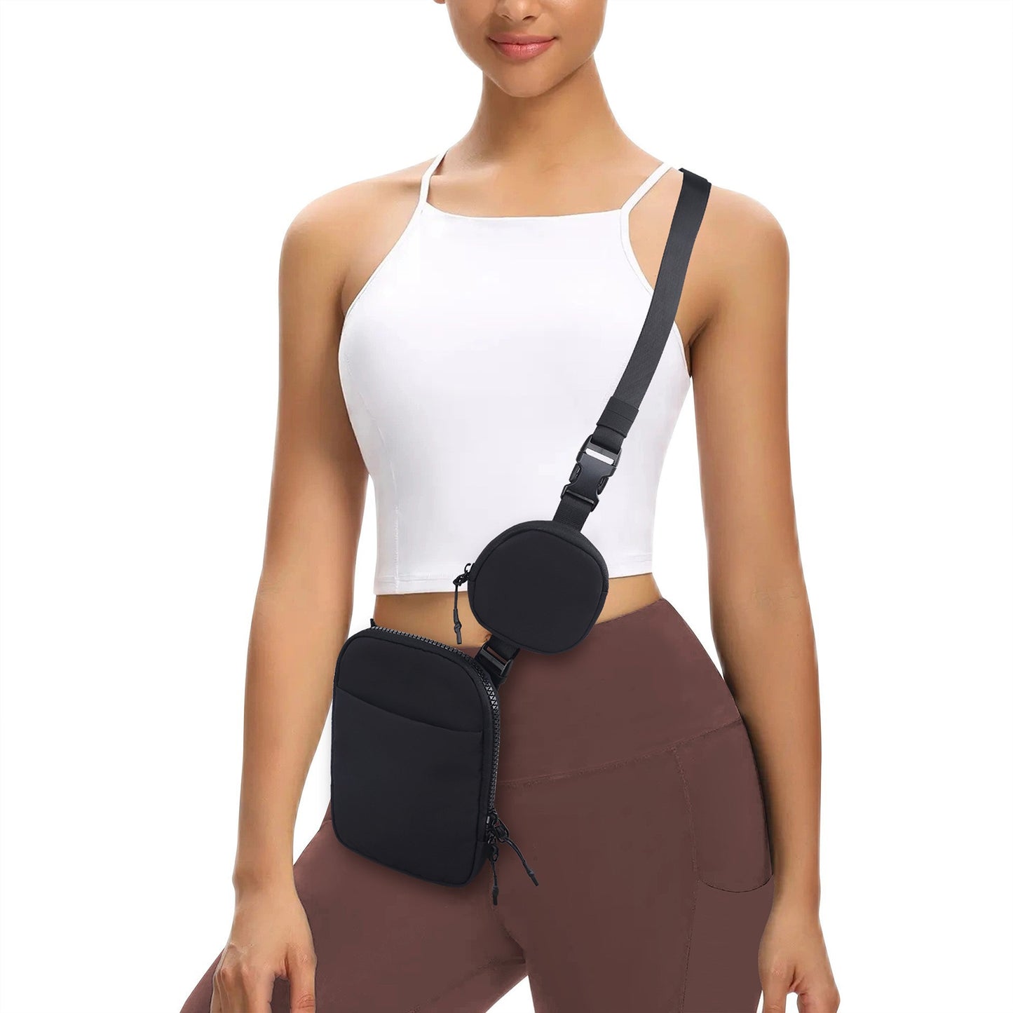 Women's & Men's & Trendy Adjustable Detachable Waterproof Nylon Phone Bags