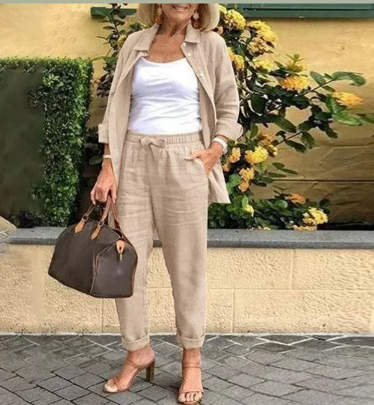 Linen Harem Retro Loose Cropped Belt Pants
