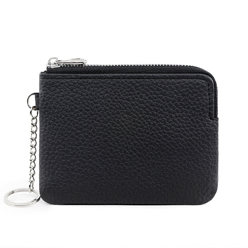 Simple Leather Multiple Slots Zipper Pocket Card Holder