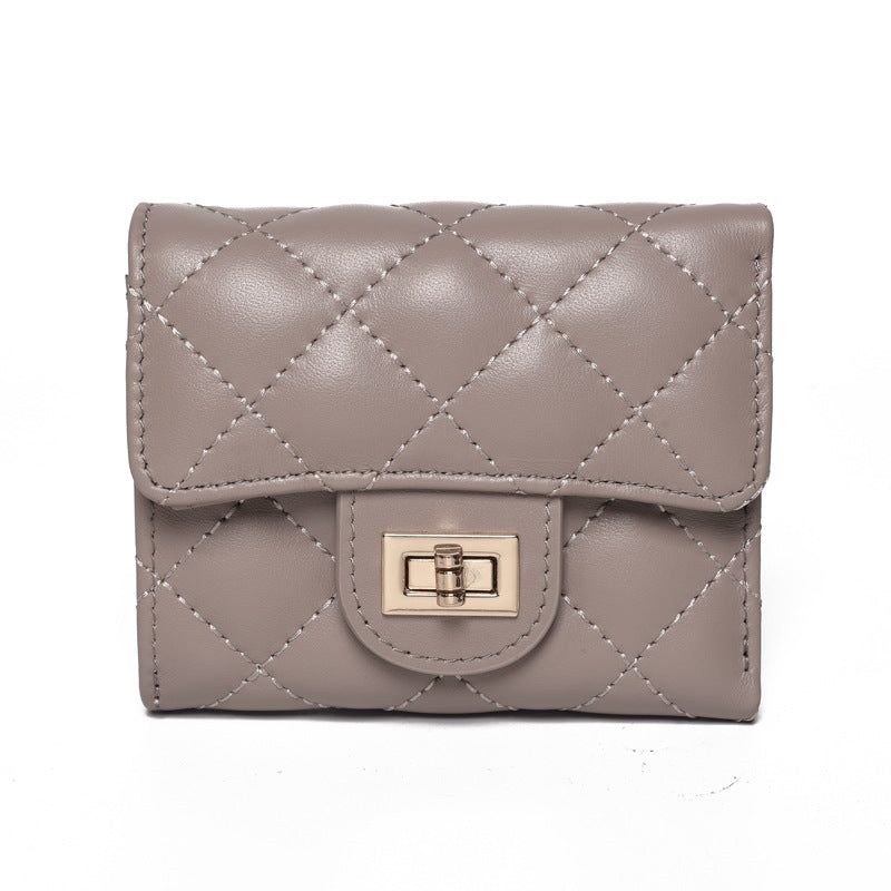 Women's Classic Style Short Simple Rhombus Large Capacity Ladies Wallets