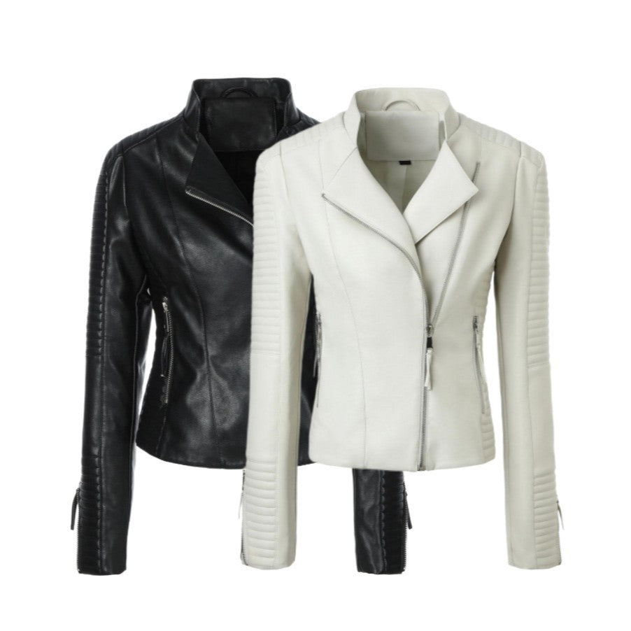 Women's Leather For European Style Slim Lapel Jackets