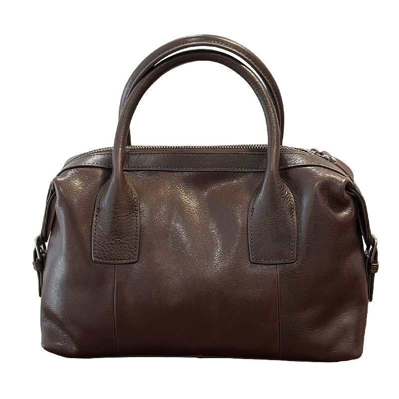Women's Hand Layer Vegetable Tanning Cowhide Boston Commuting Bags