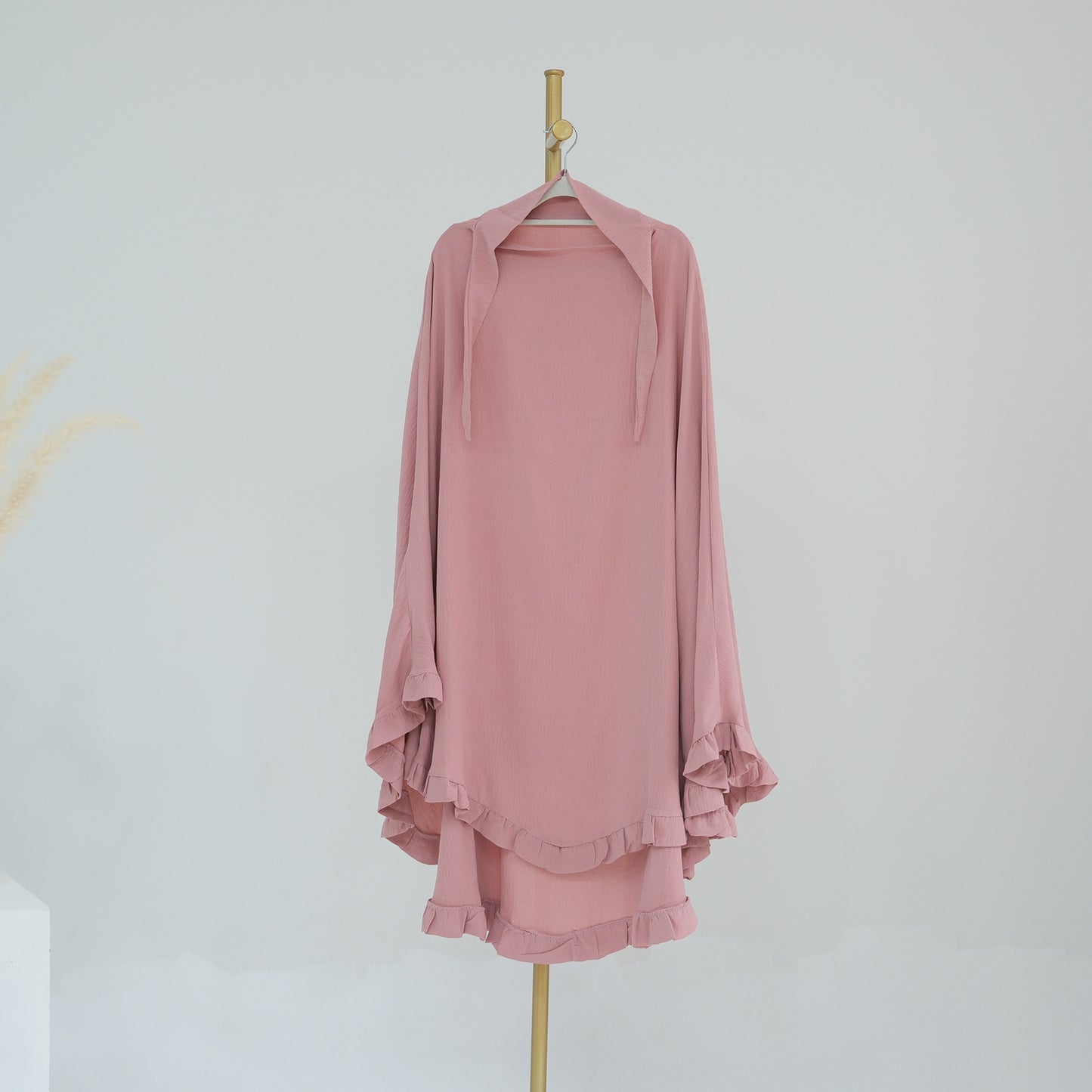 Pure Color Ruffles Big Swing Headscarf Dresses