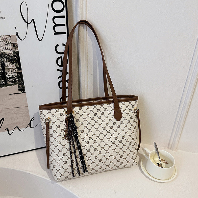 Women's Soft Leather Geometric Pattern Large Capacity Tote Bags