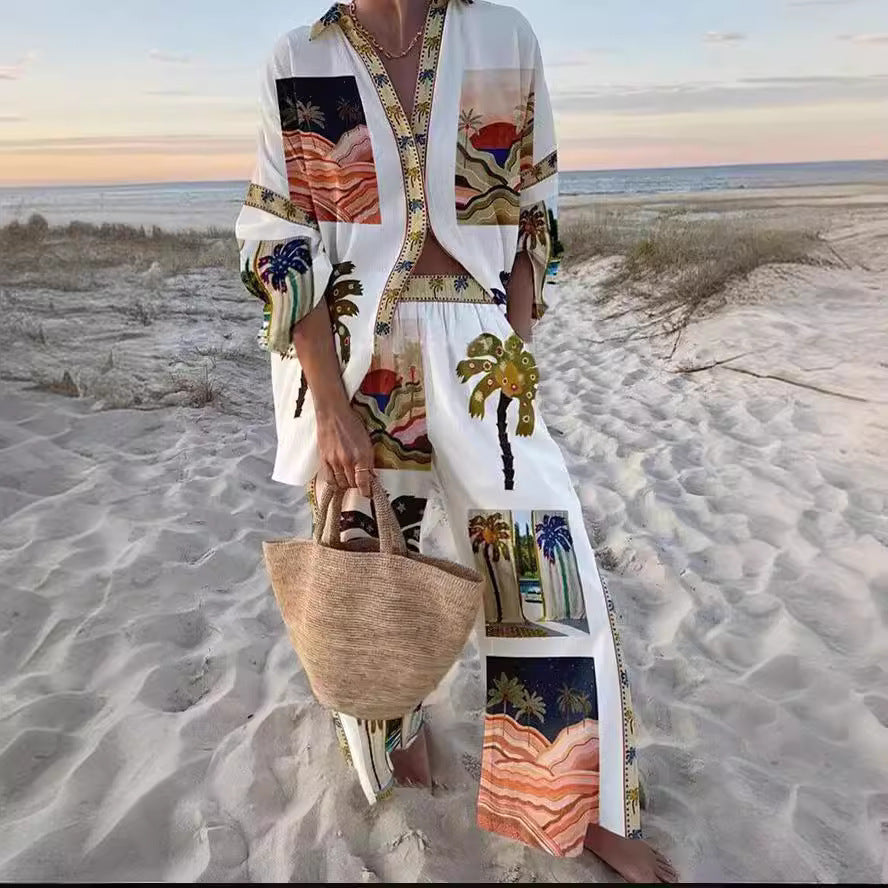 Women's Digital Flower Hawaiian Vacation Style Shirt Blouses